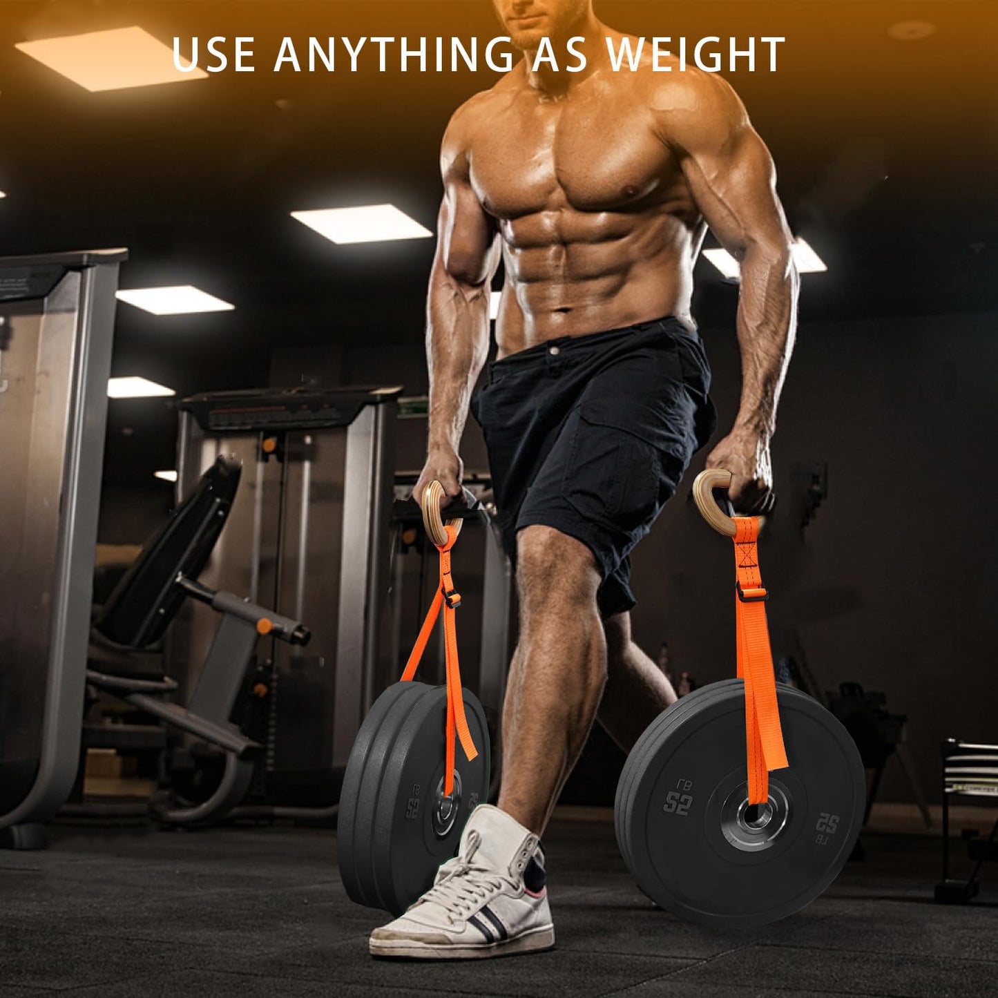 J Bryant Farmer Walk Handles with Reinforced Wooden Grip & Adjustable Heavy-Duty Straps Strength Training Carry Handles for Weight Plates Grip, Core & Endurance Workout Equipment
