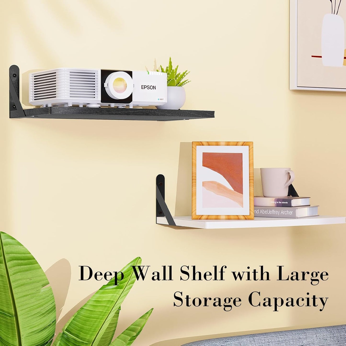 15.7 9.8 inch DAWASAPAT Projector Wall Mount Floating Shelf, * White Mini Shelf Stand/Rack Holder/Router Shelf Modem