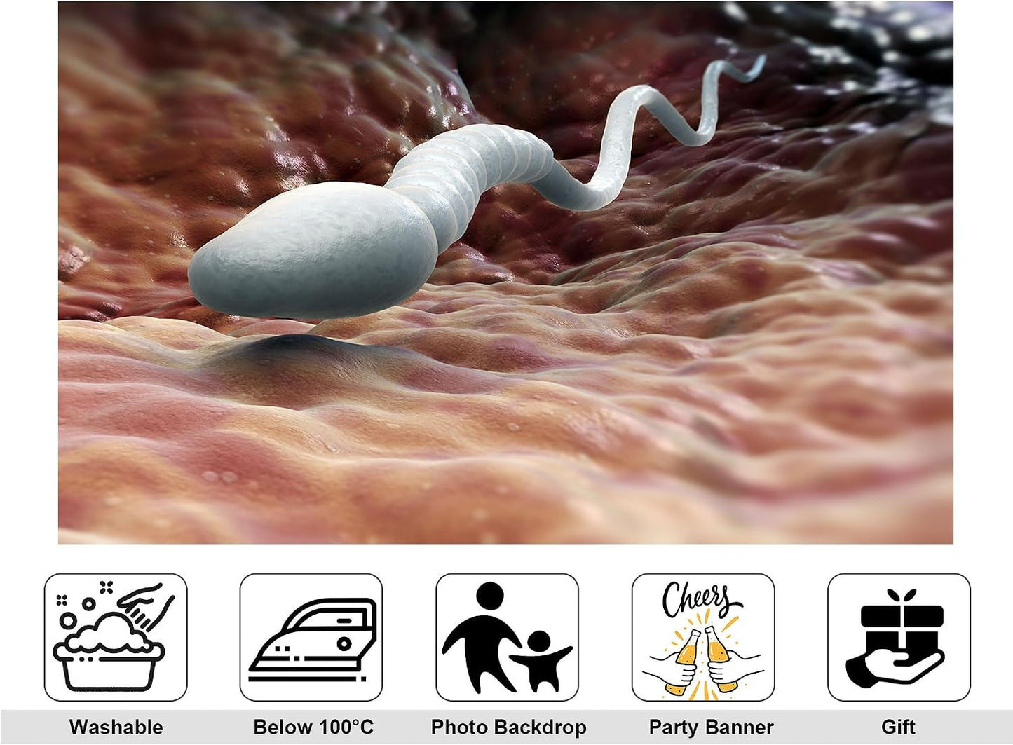 KeyWork 9x6ft Sperm Cell Backdrop Microscopic Reproductive Tissue View Photography Background for Medical Conference
