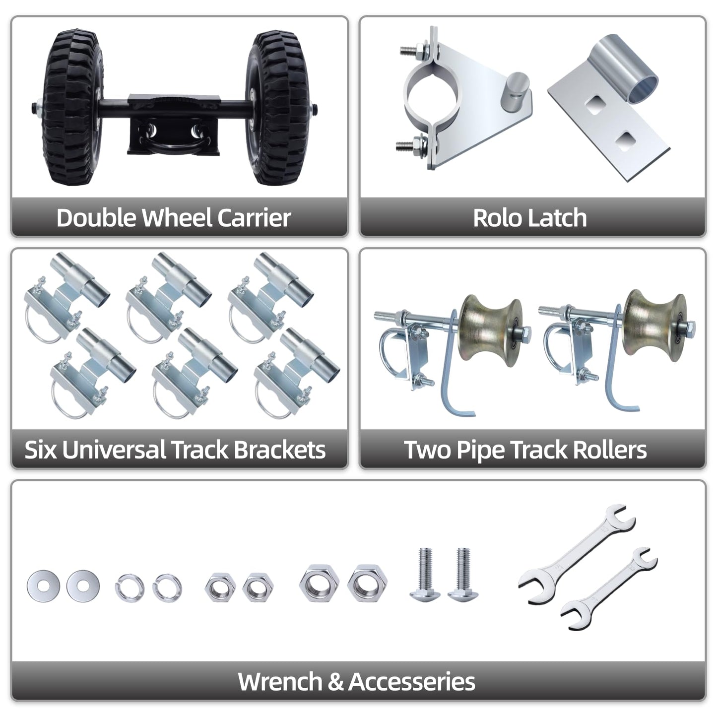 Jeogejin Rolling Gate Hardware Kit for Chain Link Gate Sliding Gate Hardware, Suitable for Sliding Gate Construction in Various Scenarios（Farm, Ranch, Yard）