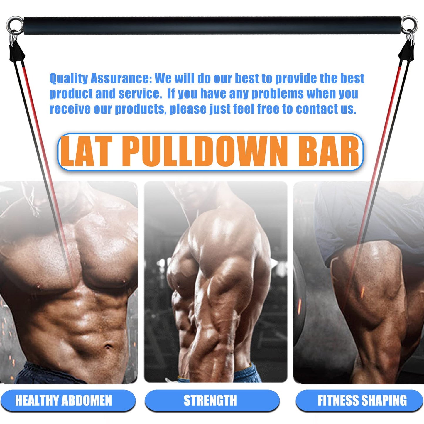 Lat Pull Down Bar Cable Attachments for Gym, Lat Pulldown Attachments, Straight Bar, Resistance Band Bar for WeightLifting Workout (Long bar 2)