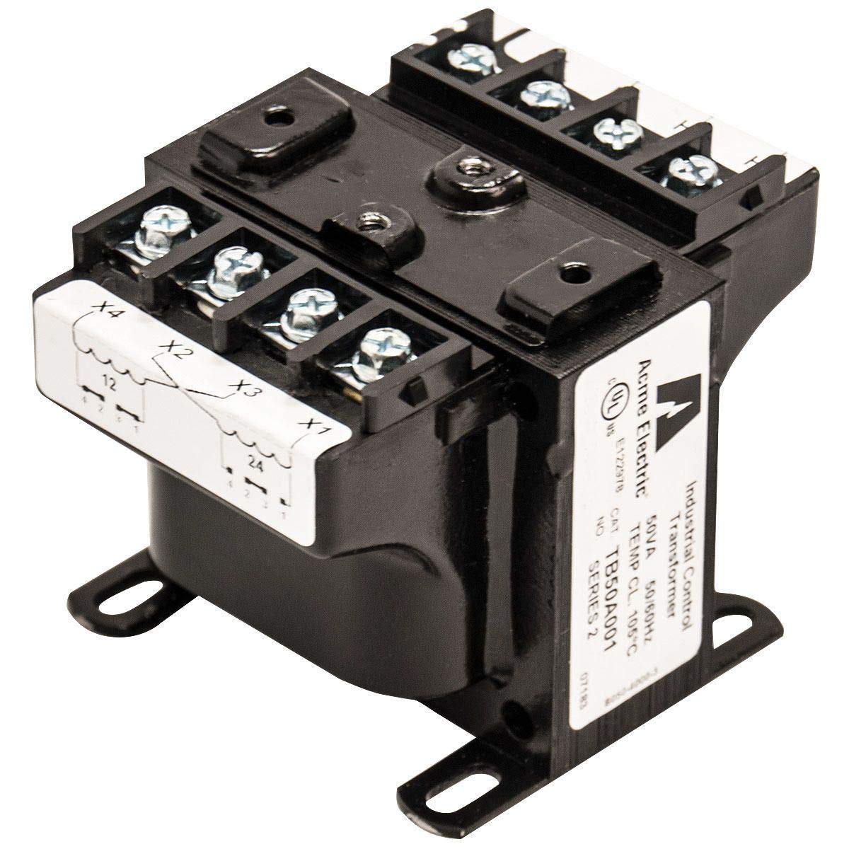 Industrial Control Transformer .100 kVA 240 X 480 Primary Volts - 120 X 240 Secondary Volts, Factory Installed integrally Mounted 2-Pole Primary Block