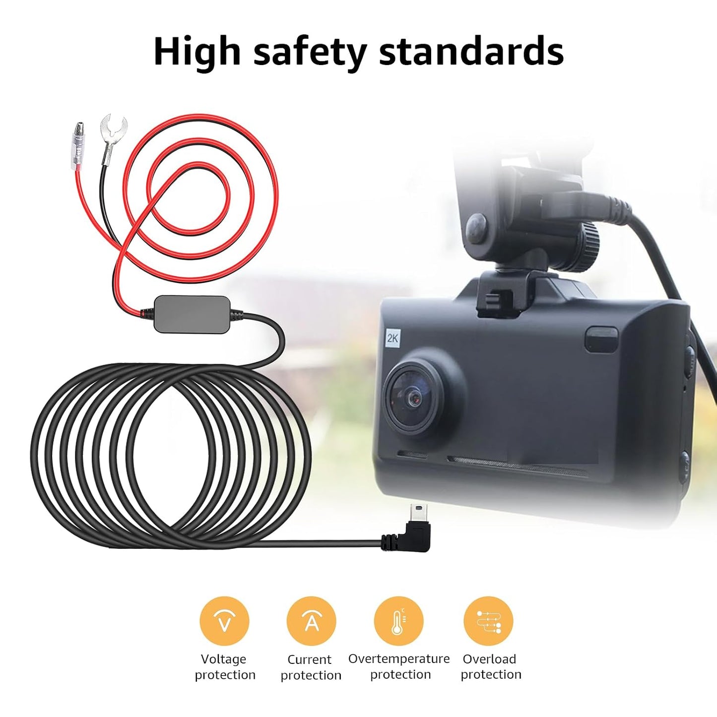 MONDGE 3-in-1 12V-24V 5V 13FT Hard Wire Kit USB-C & Micro/Mini USB Hardwire Kit for Dash Cams to Car Dash Camera Power