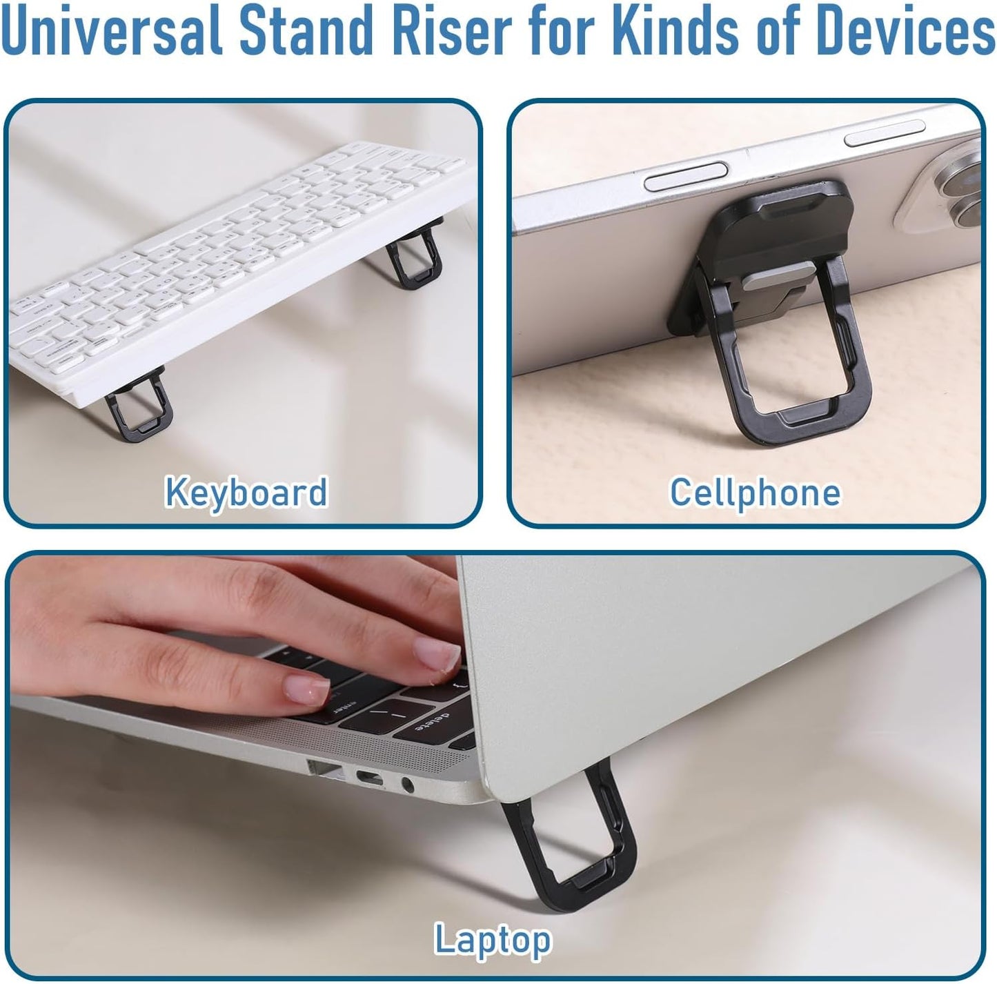Bewudy 2 Pcs Portable Keyboard Stand, Dual Tilt Angle Adjustment, Foldable Laptop Riser, Self-Adhesive Feet for Most