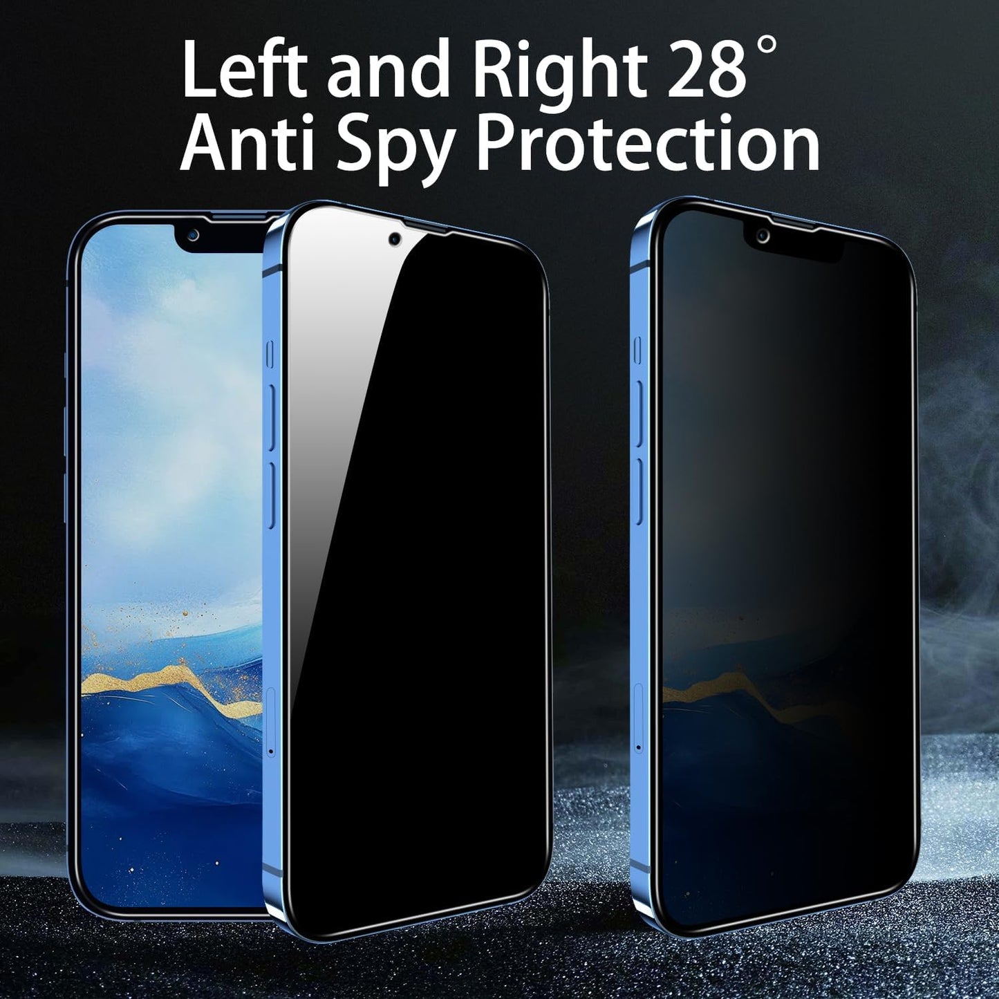 [3 Pack 13 Slanku for iPhone Privacy Screen Protector with Installation Frame, Anti Spy, Private Tempered Glass, Full