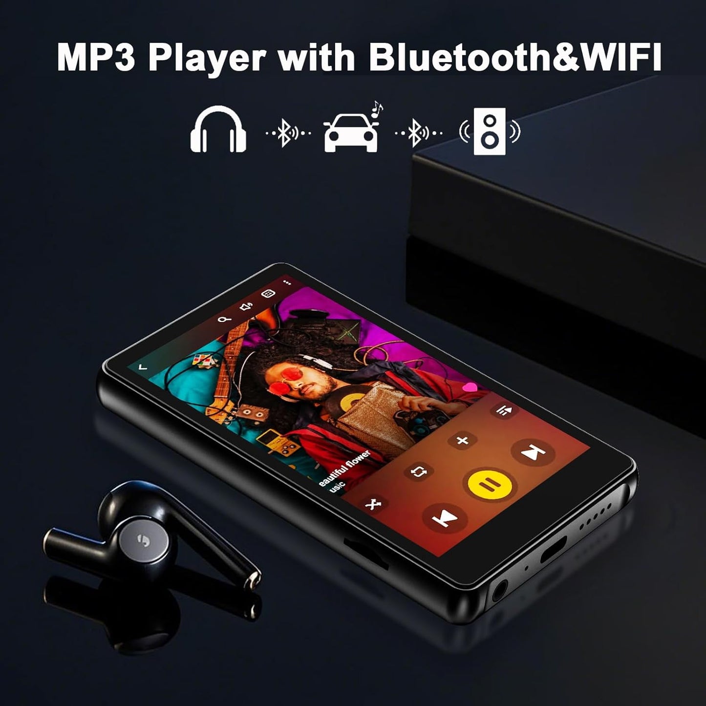 XBENDON MP3 4" MP4 MP3 Player with Bluetooth and WiFi, Touch Screen Music Player with Spotify, Play Store, Pandora