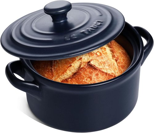 LE TAUCI 3 Quart Ceramic Dutch Oven - Lightweight & Non-Toxic | Oven, Microwave & Dishwasher Safe, Midnight Blue