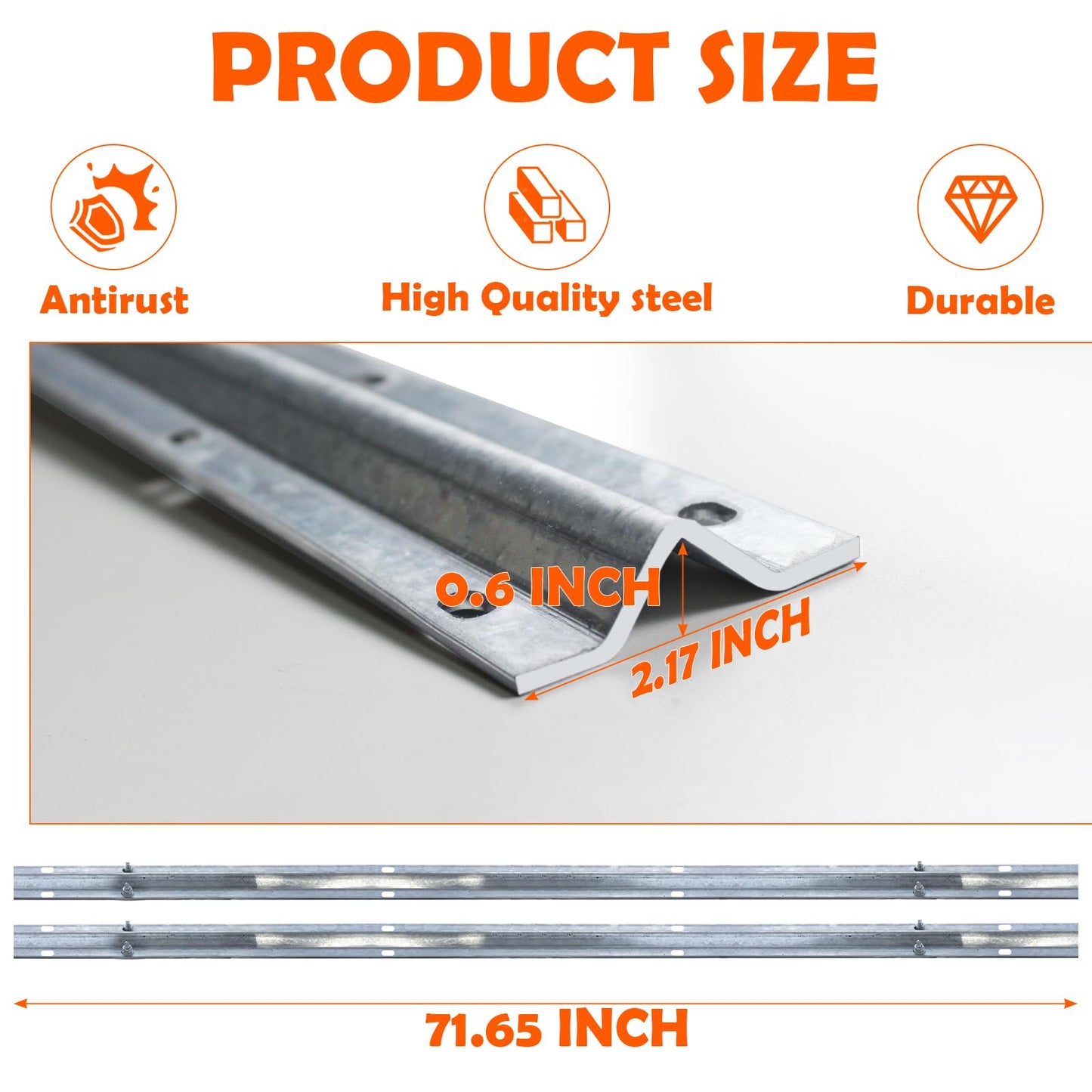 GLIMOVA 12ft Section Galvanized Inverted V Track | V- Track in 2 6 Foot Sections for Sliding Slide Gate | Driveway Gate Track
