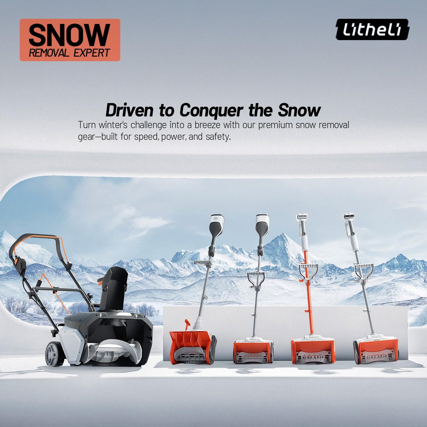 Litheli 20V Cordless Snow Shovel, 13-Inch Battery-Powered Snow Blower with 4.0Ah Battery, Easy to Use Snow Removal for Driveways, Sidewalks, Decks & Patios