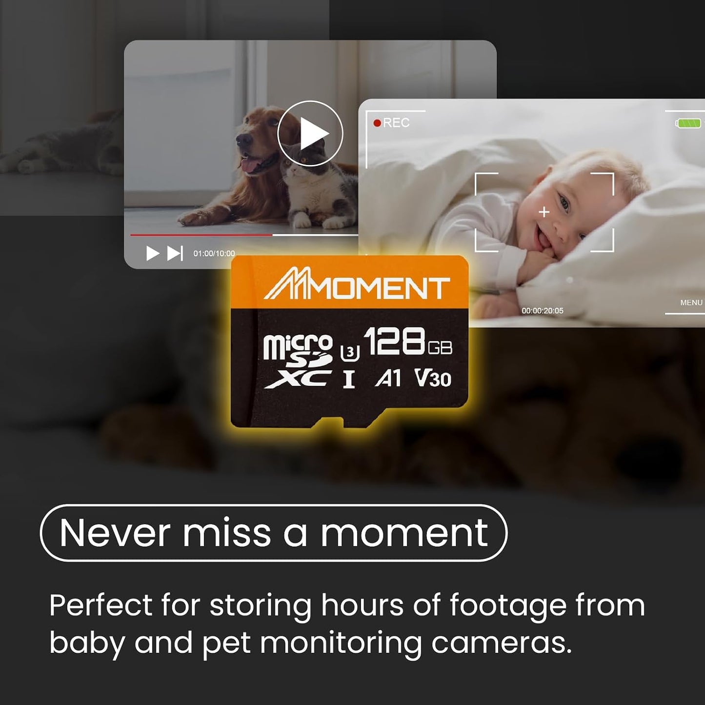 MMOMENT 128GB A1, U3, V30, Class10 95 60 Micro SDXC Card, UHS-I, Compatible, Read Speed Up to MB/s,Write Speed Up