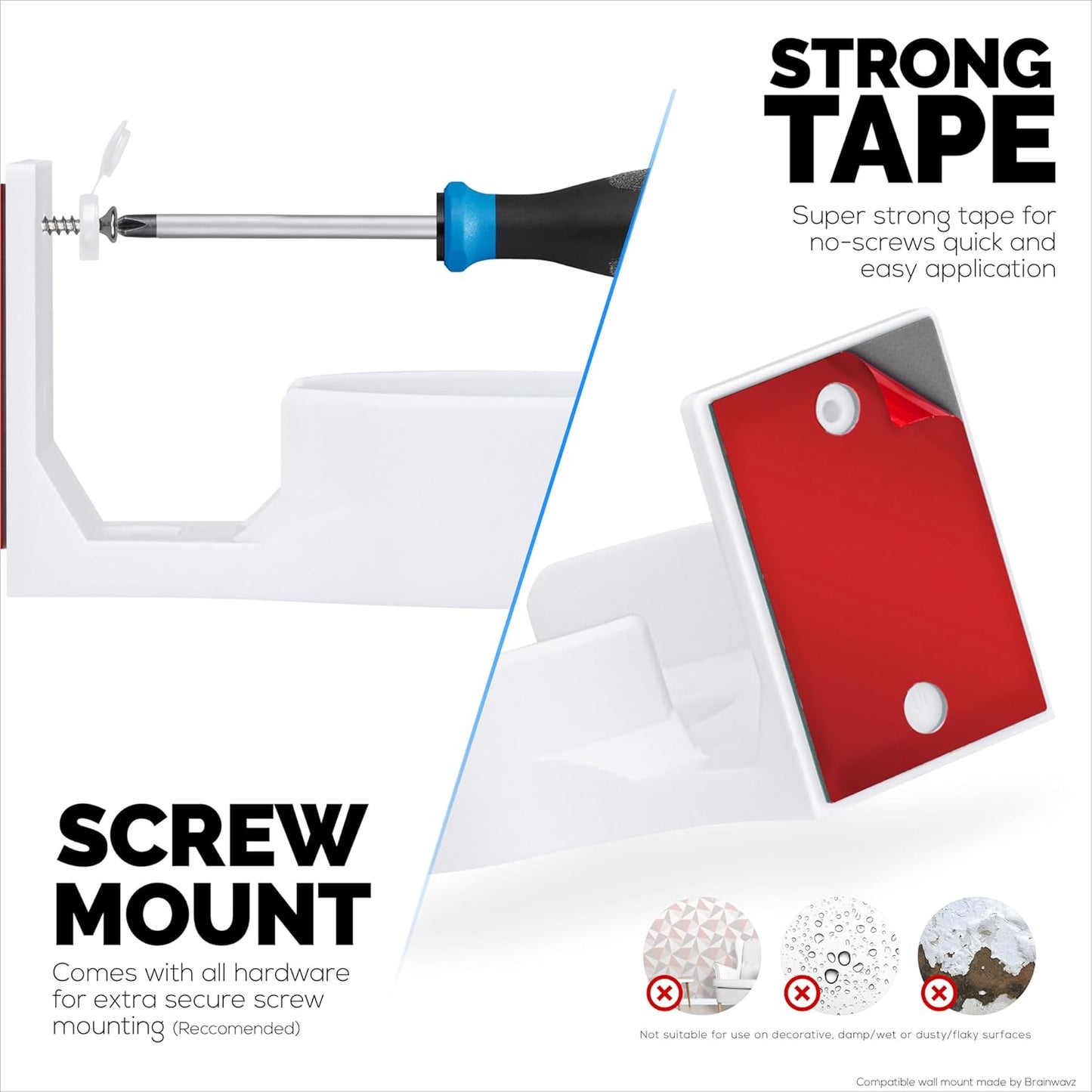 BE63 (BE1000) Adhesive Wall Mount for TP Link WiFi Mesh Router, Easy to Install Holder, Stick On & Screw in Mounting