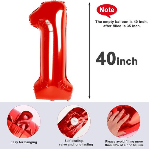 Large Red Number 13 Balloon by [Brand Name] - 40 Inch Foil Party Decoration for Birthdays & Events