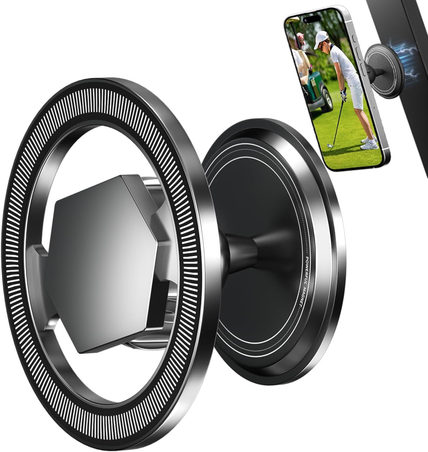 360 Magnetic Golf Cart Phone Holder, Rotation Magnetic Phone Holder for Golf Cart, Phone Caddy for Golf Cart