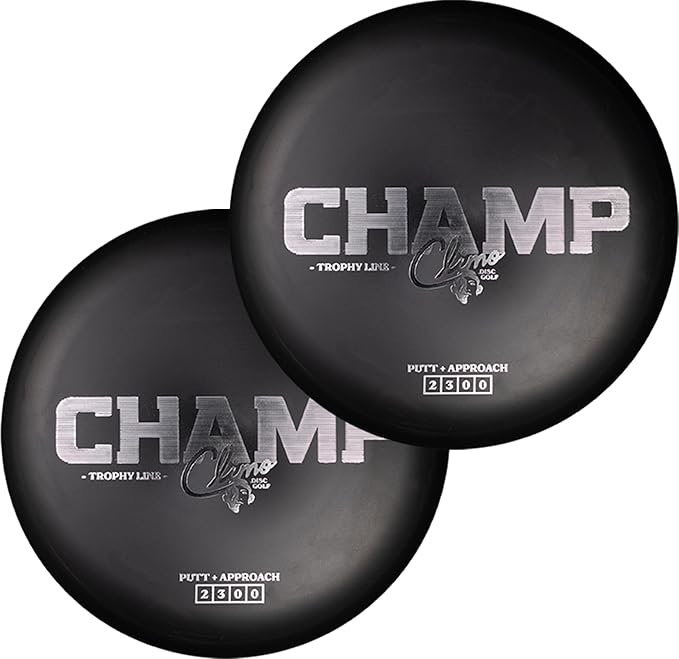Climo Disc Golf Champ Putter 2-Pack - Trophy Line Plastic - 173+ Grams - White, Black, or Pink – Matching Putters – Ken Climo 12X World Champion