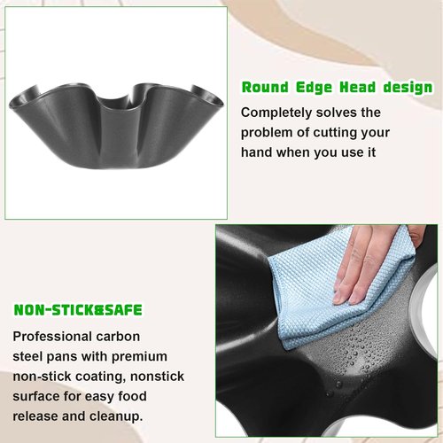 LANIAKEA Tortilla Bowl Maker - 12PCS Non-Stick Carbon Steel Taco Shell Pans | 6.5in for Home Cooking
