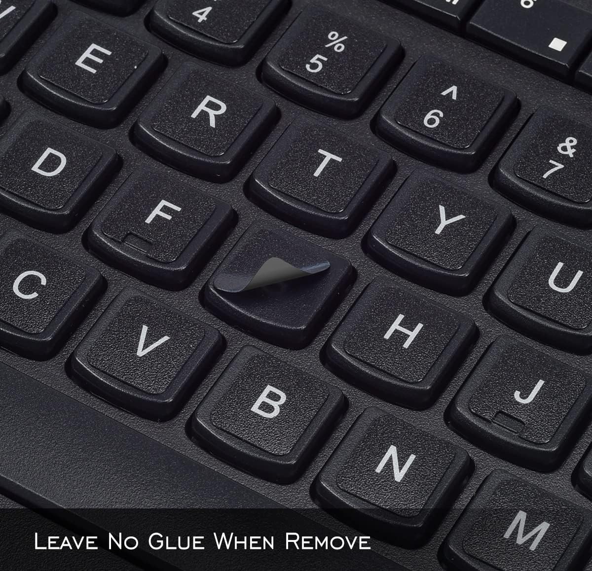 2PCS Universal English Keyboard Stickers Letters with Tweezer, Keyboard Stickers Black Background with White Lettering