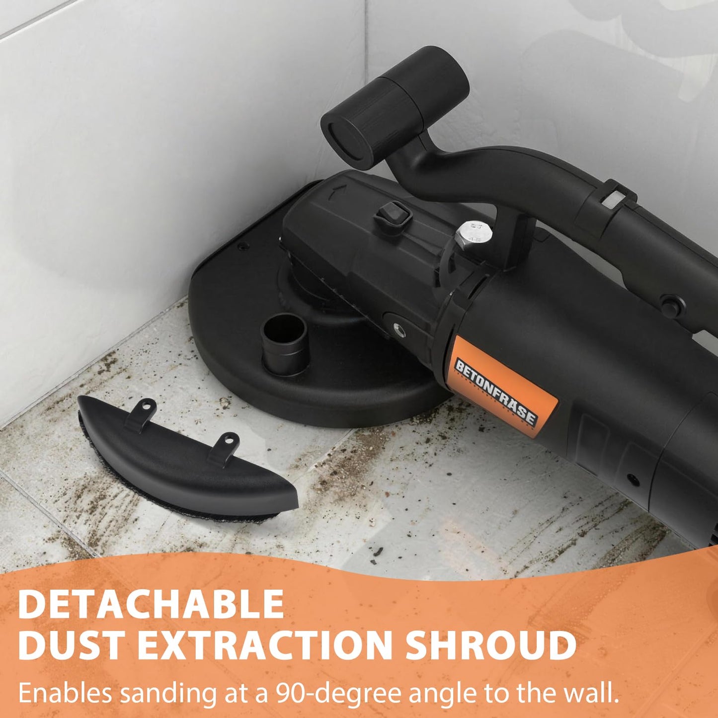 7 Inch Concrete Grinder Set with with Extendable Rod, 3800W Concrete Floor Polisher with Dust Extraction Shroud, 6 Gears, 6000RPM Concreter Surface Planner for Grinding Concrete Cement Marble