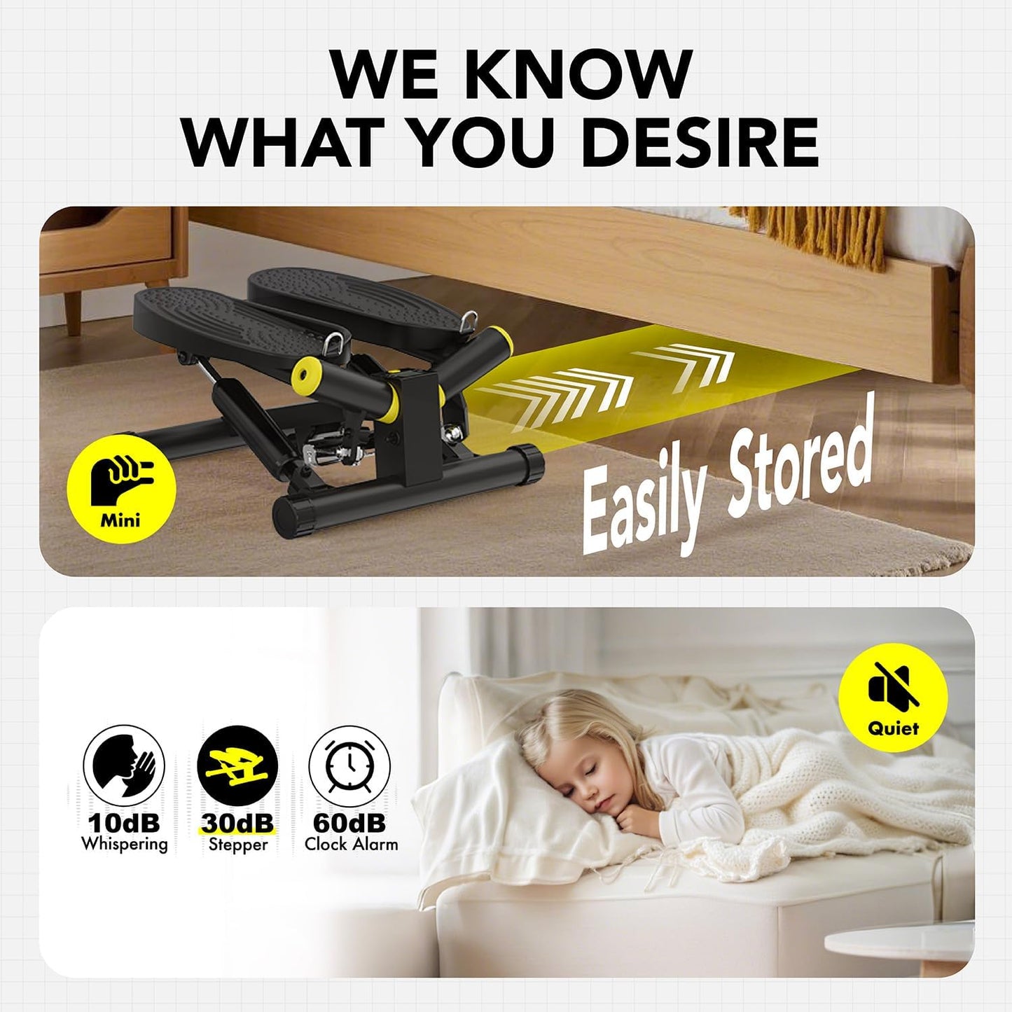 ZIWWVY- Mini Twist Stepper with Resistance Bands and Mat, Stepper Machine with 330LBS Weight Capacity, Stepper for Men and Women Full Body Workout, Adjustable Step Height, Smooth and Quiet