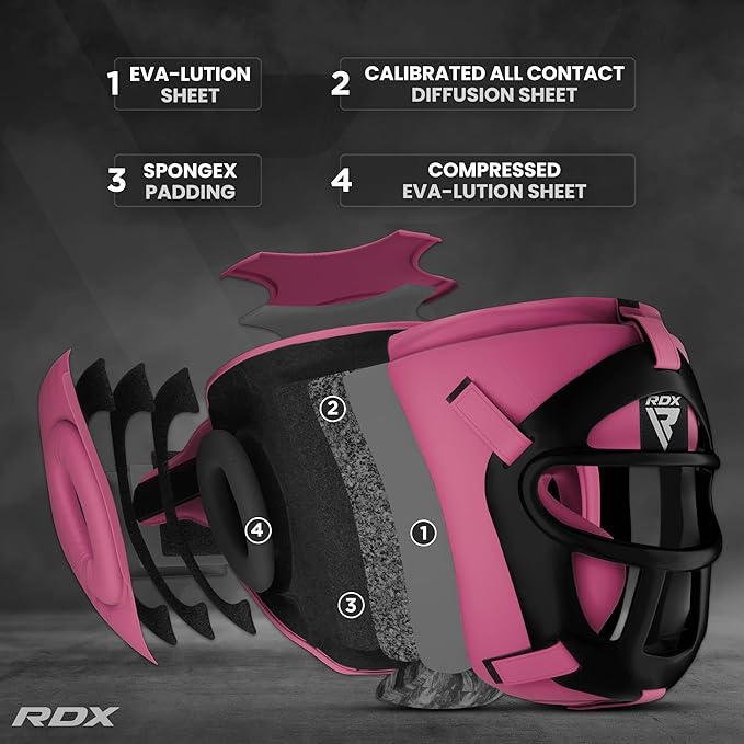 RDX Boxing Headgear MMA Muay Thai, Removable Face Grill, Head Gear for Sparring Grappling Martial Arts Kickboxing Taekwondo Karate BJJ Training