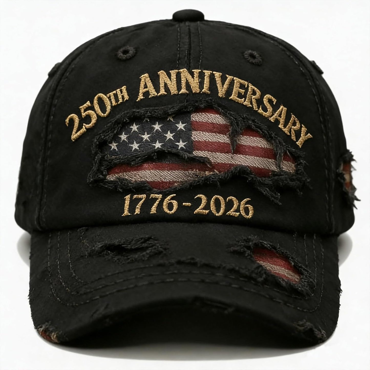 250th Anniversary USA Hat - Ripped Denim Baseball Cap for Men & Women | Celebrate in Style