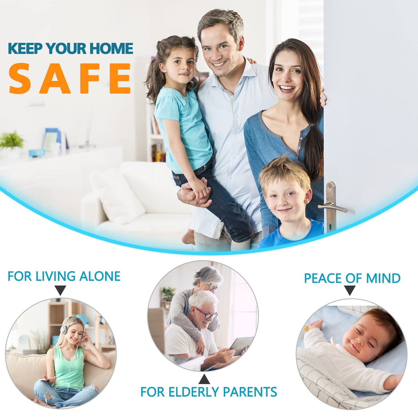 Home Security Door Lock Reinforcement - Child Proof High Security Door Locks with 3" Stop Withstand 800 lbs for Inward Swinging Front Door, Night Kids Safety Metal Flip Deadbolt Latch Defend Home