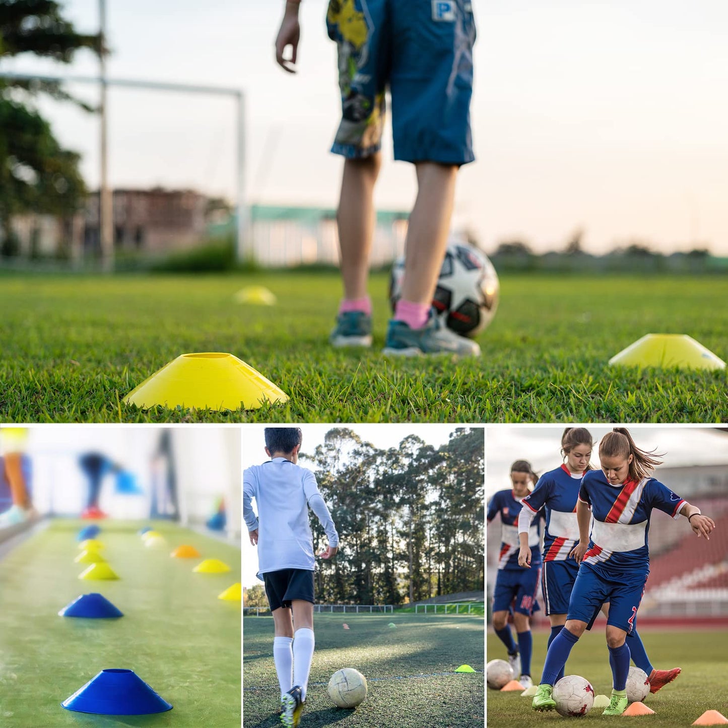 FGBNM 25 Pack Disc Cones, Agility Soccer Cones with Carry Bag and Holder, Soccer Cones for Sports Training, Football, Soccer, Basketball, Coaching, Practice Equipment, 5 Color