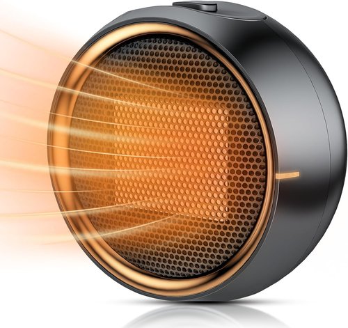 ASNUG Portable Electric Space Heater - 500W PTC Ceramic Design for Fast Indoor Heating | Quiet & Safe Mini Desk Heater