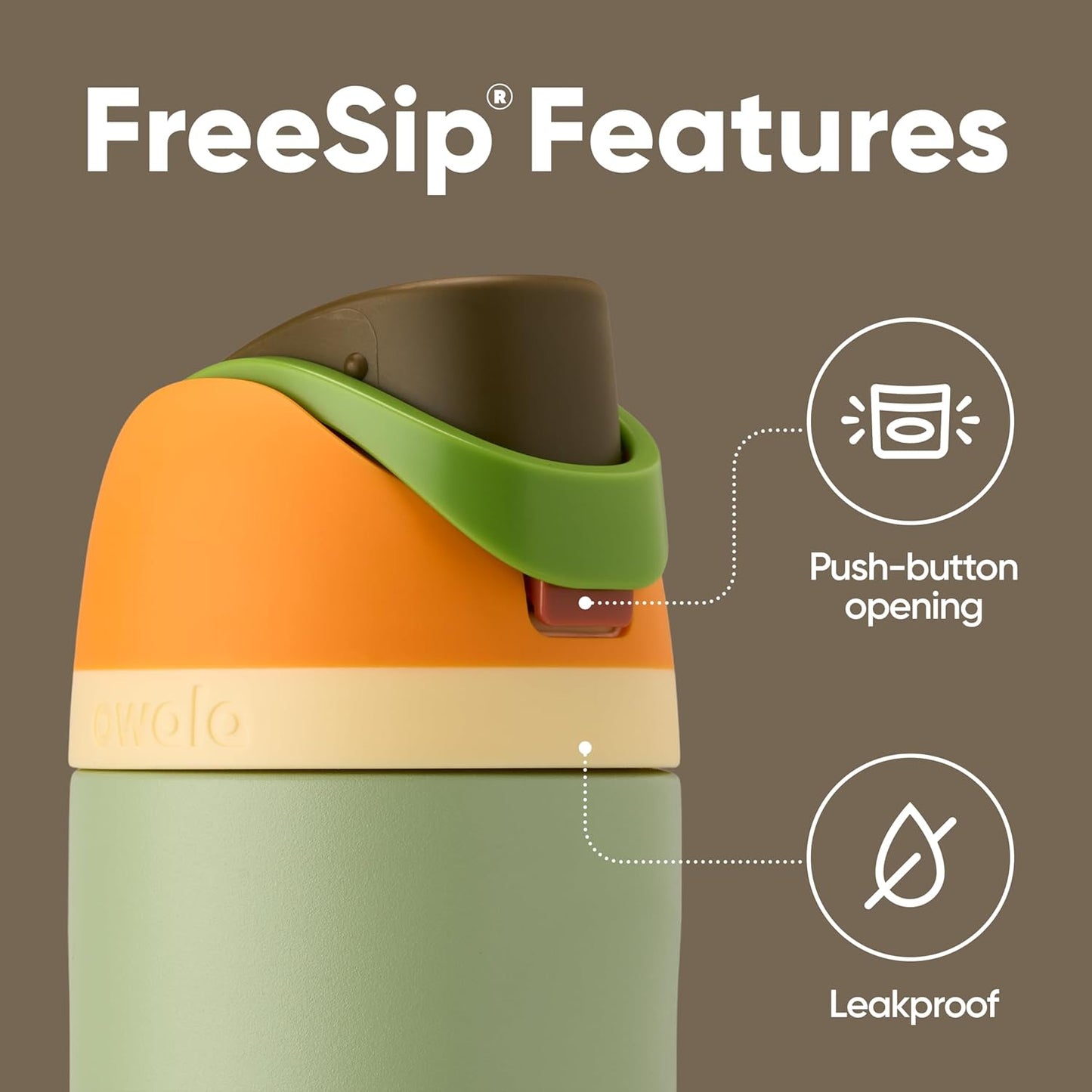 Owala FreeSip Insulated Stainless Steel Water Bottle - BPA-Free, 24 Oz, Camo Cool Design for Travel