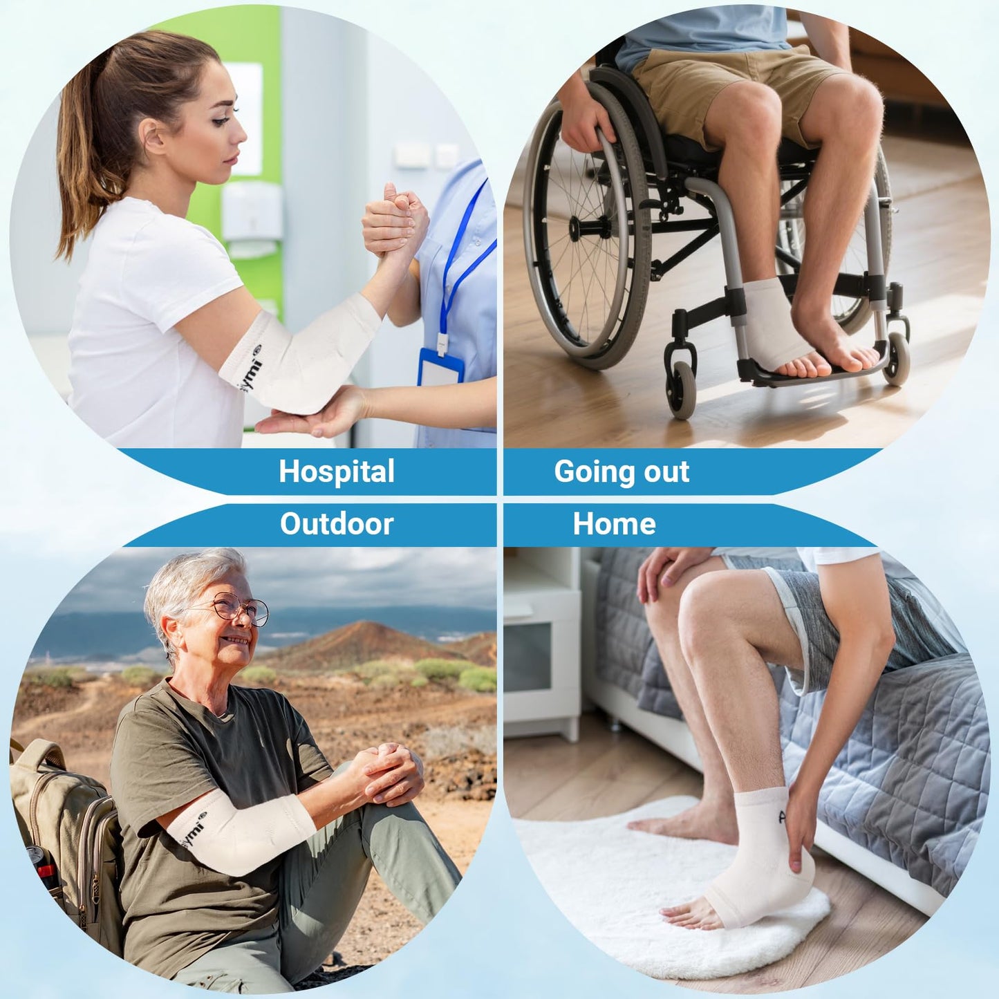Awaiymi Heel And Elbow Protectors (One Pair) with Foam Pads, Lightweight Knit Elbows Pads for Elderly, Tendinitis, Arthritis and Plantar Fasciitis, Elbow Protector Sleeve for Men, Women, Medium Size