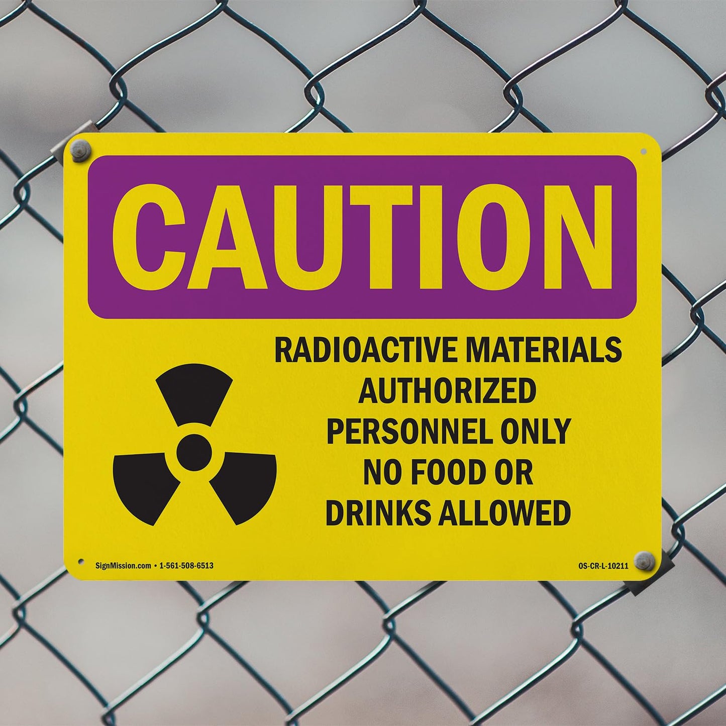 Radioactive Materials Authorized With Symbol OSHA Caution Radiation Aluminum Sign 24 Inch x 18 Inch - 10 Pack
