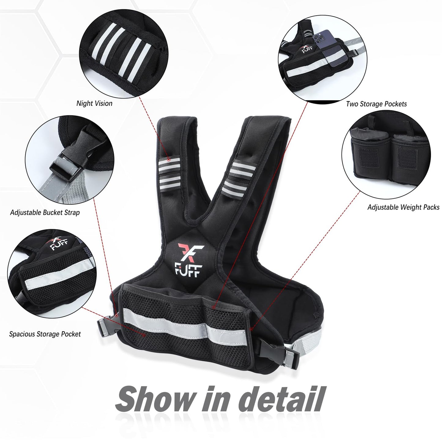 FUFF Weighted Vest Woman, 11-20 Lb Adjustable Weight Vest for Women Men, Female Strength Training Body Vest for Walking Exercise Running Workout