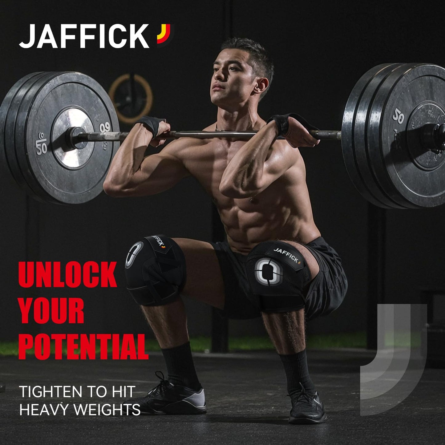 Jaffick Knee Sleeves (1 Pair),Double Layer Compression Knee Braces for Suitable for Squats, Weightlifting, Powerlifting, Gym Exercises, Unique Pressure Belt Design，7MM Neoprene Sleeves