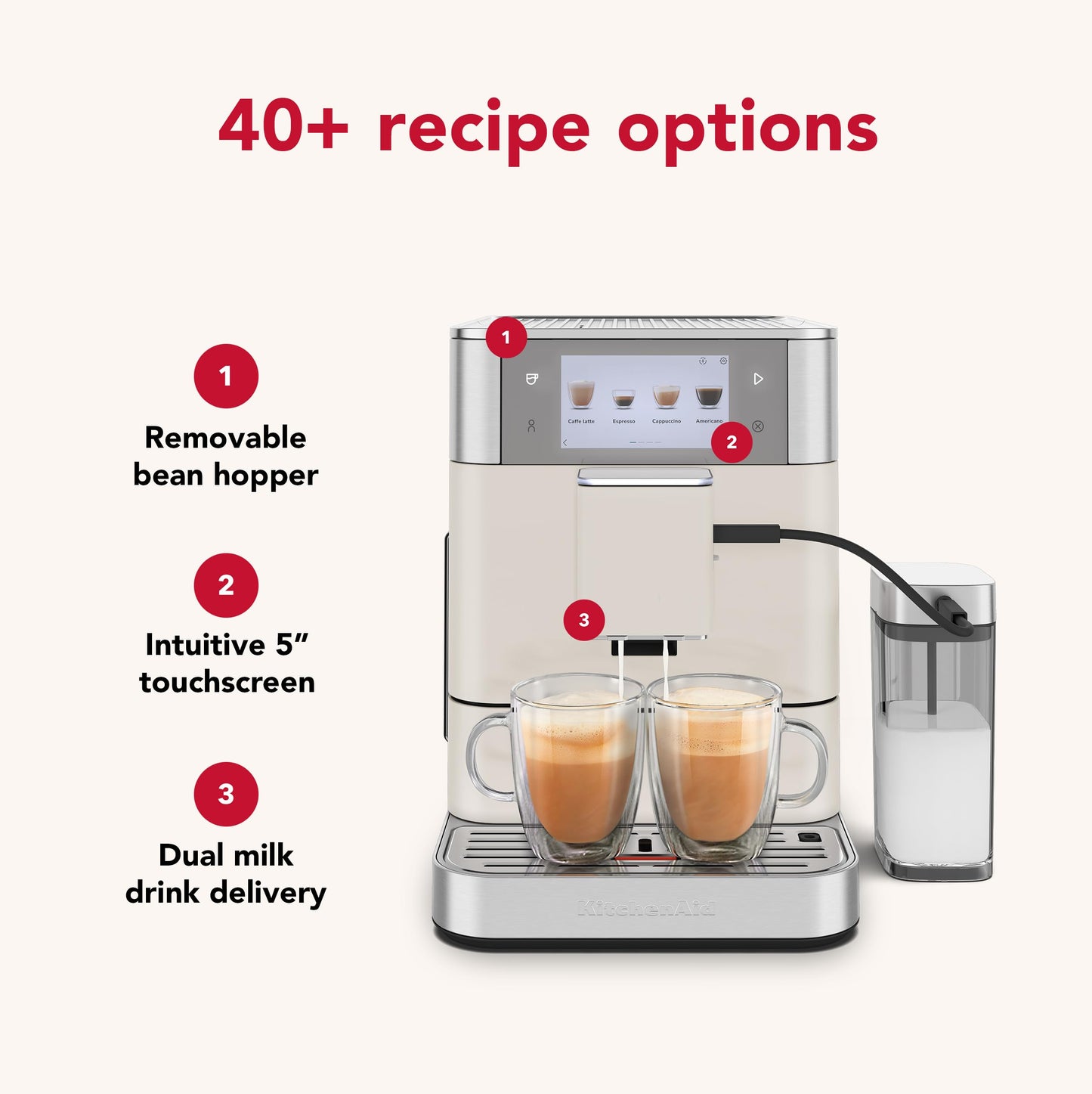 KitchenAid Fully Automatic Espresso Machine KF8, KES8558PL, Porcelain White