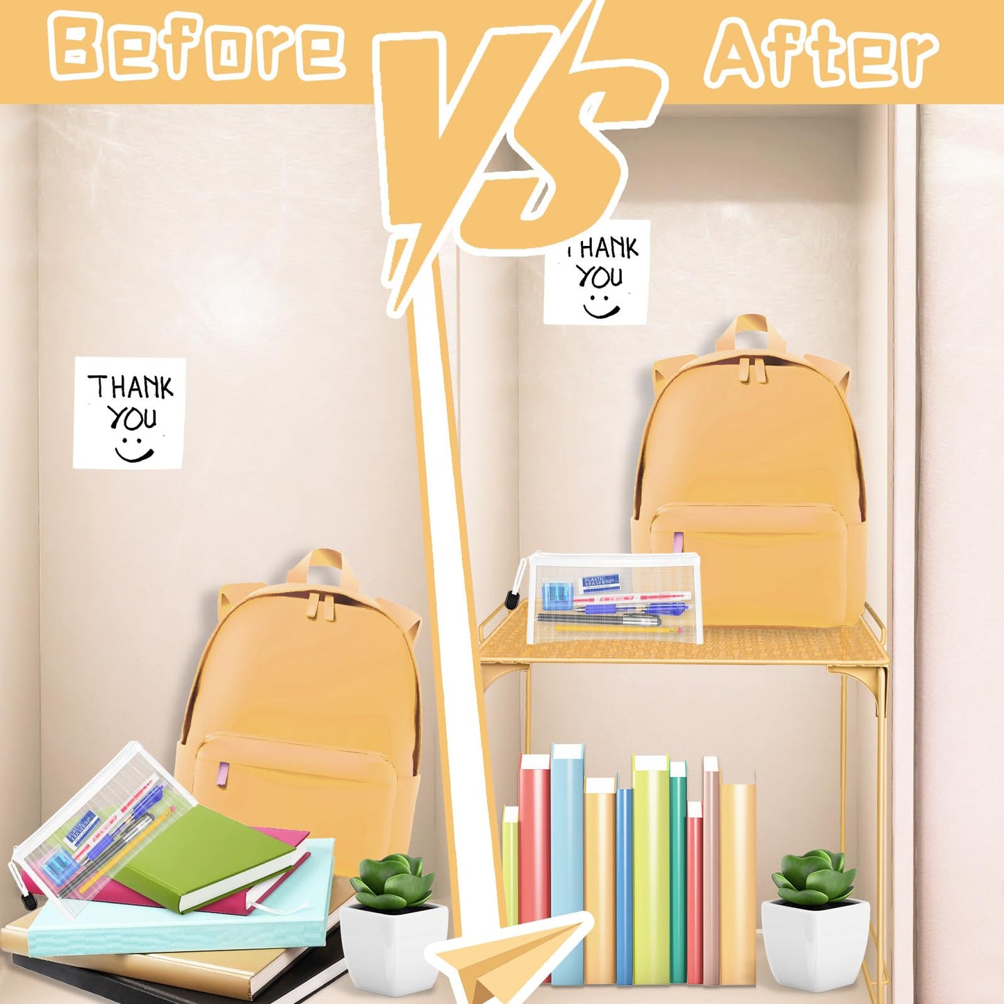Demonwer Locker Organizer Shelf Gold Stackable Extra Locker Shelf Storage Cabinet Accessories for School Office Home Gym Supplies