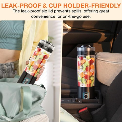 GVODE Portable Personal Blender - 24oz Smoothie Maker with Leakproof Lid & USB-C Rechargeable Design