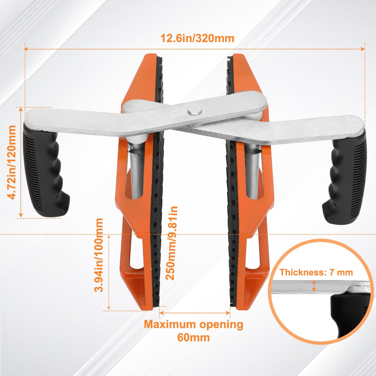 2 Pack Granite Carrying Clamps (660 lbs Capacity) – Heavy Duty Slab Lifter for Stone, Quartz, Marble & Glass, Non-Slip Rubber Grip, Ergonomic Handles with 2 Pairs Protective Gloves