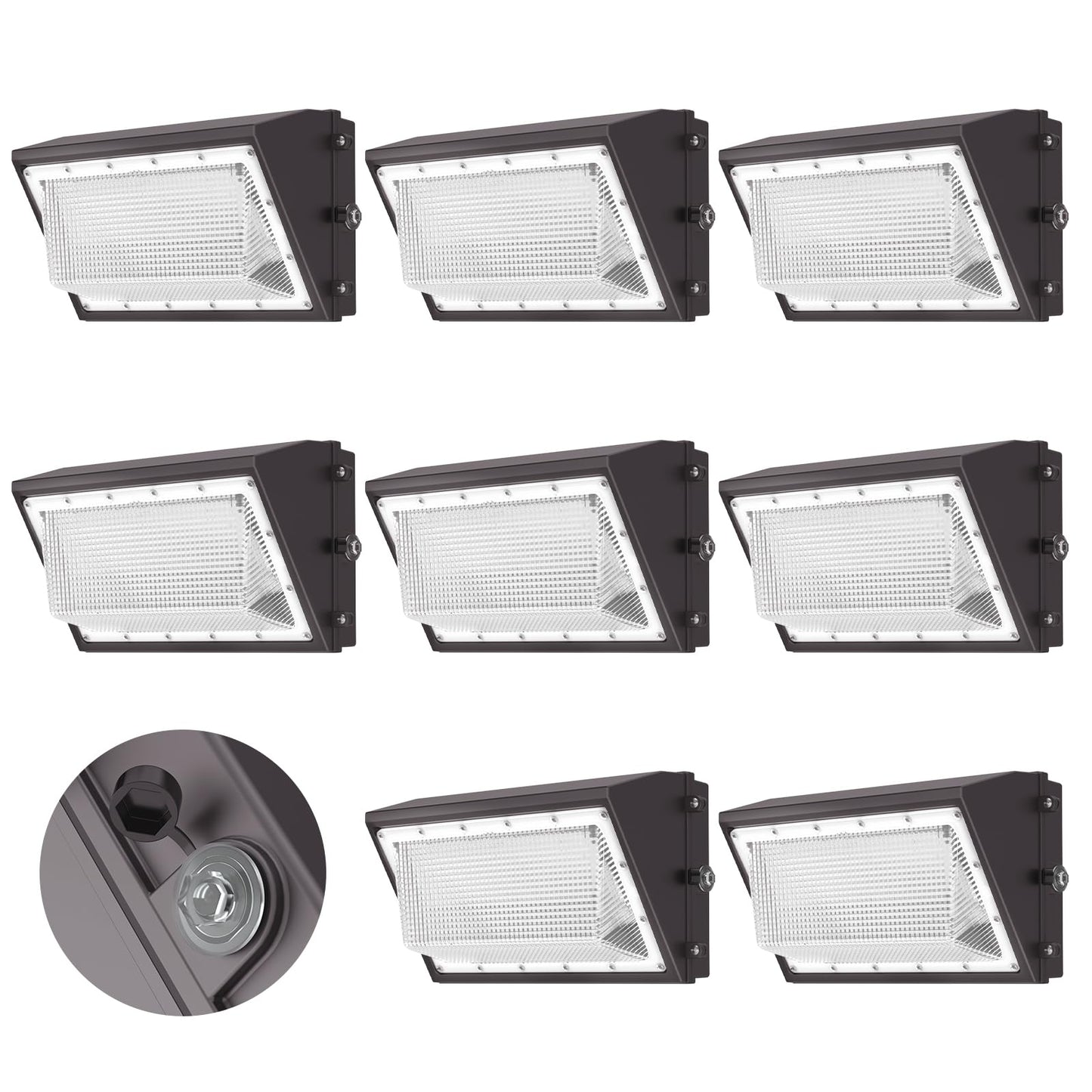 AIKVSXER 8 Pack 160W LED Wall Pack Light with Dusk to Dawn Photocell, 25,600LM 6000K Wall Pack LED Exterior Light, IP65 Outside Lighting [Eqv. 1000W HPS/HID] for Parking Lot, Yard AC120-277V