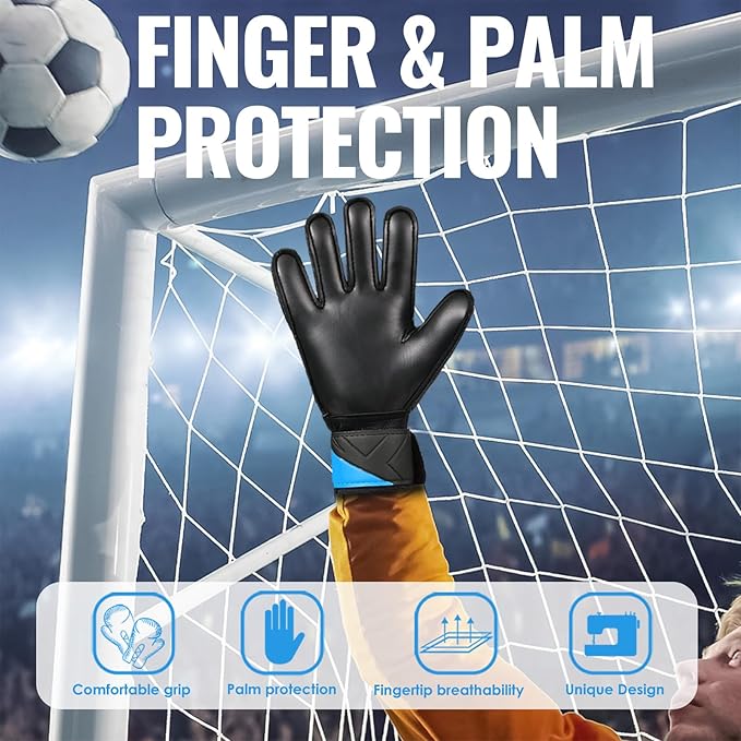 Malker Goalkeeper Gloves Soccer Goalie Gloves with Strong Grips Palms Anti-Slip Latex Breathable Football Gloves for Kids Youth Adult