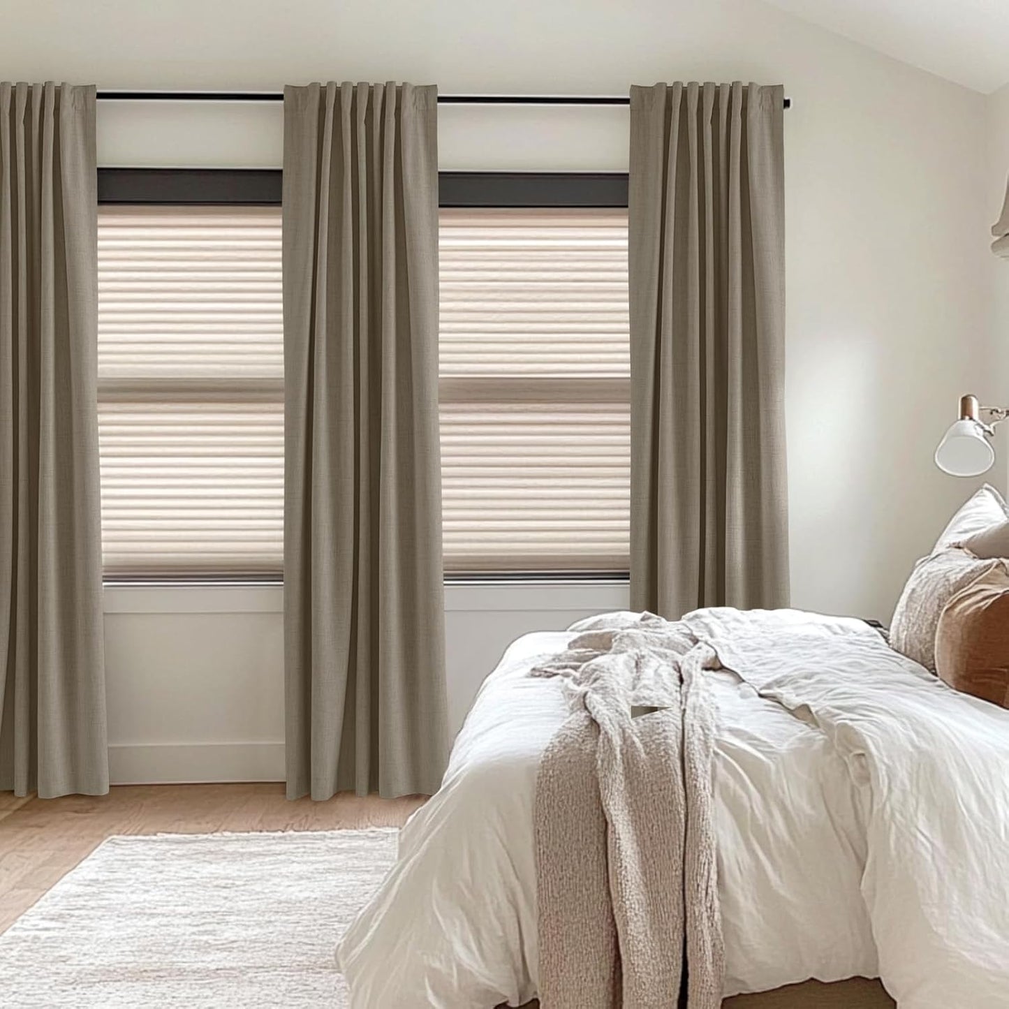 Regine Switzerland Blackout Curtains - 100% Blackout Linen Drapes, Thermal Insulated, 50" W x 102" L, 2 Panels Set