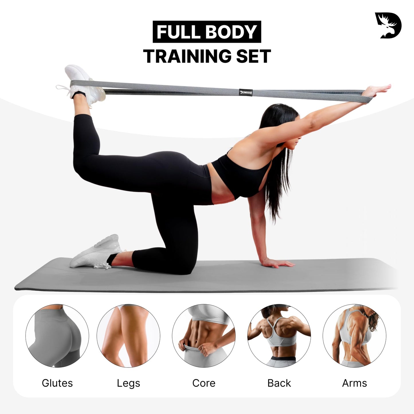 DMoose Fabric Resistance Bands for Working Out, Long Workout Bands, Pull Up, Thick Cloth, Long Resistance Band, Non Slip Long Bands for Working Out (Pack of 5)