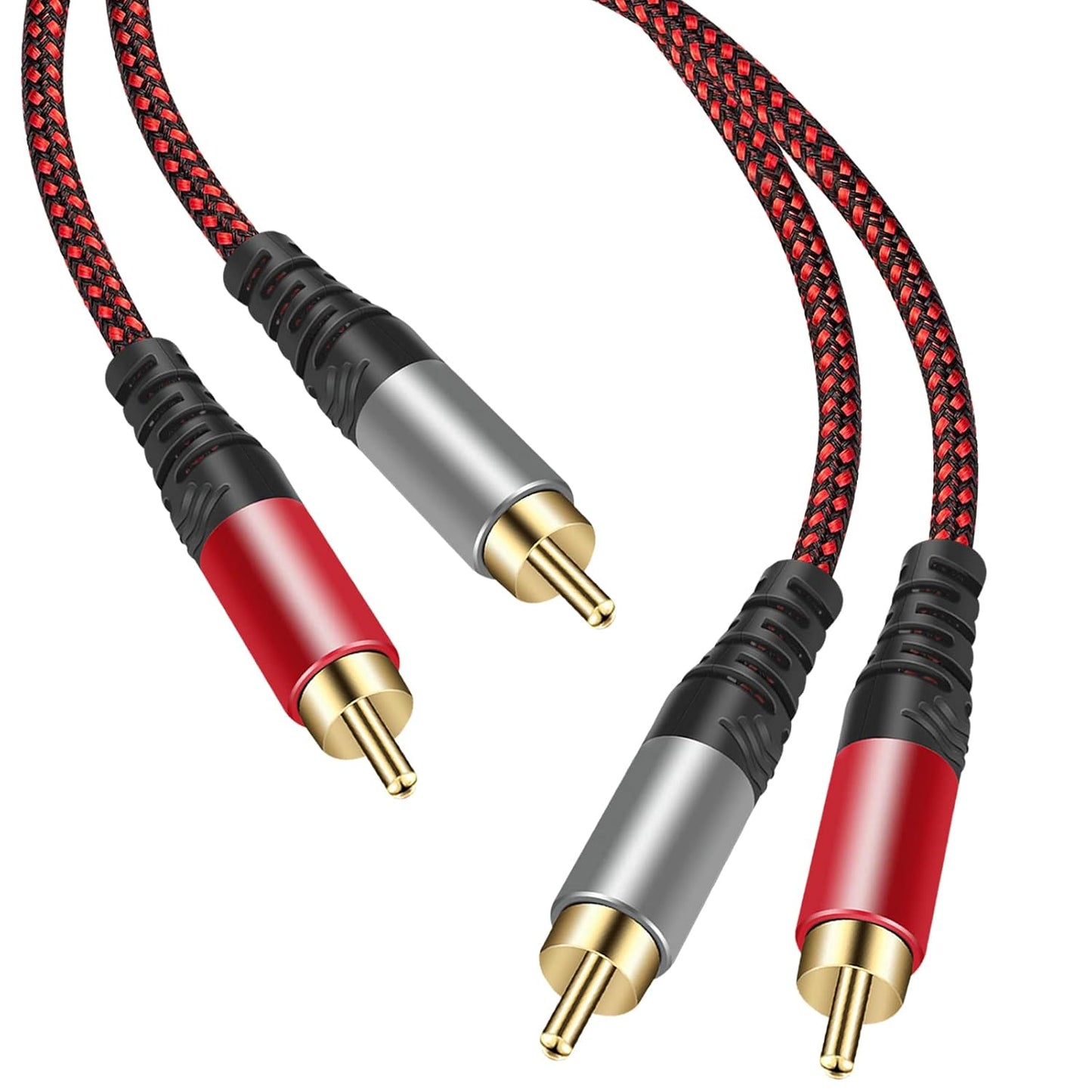 Tiierzon 5Ft,2Rca 2-RCA (5Ft) RCA Cable Male to Male Audio Stereo Subwoofer Cable [Hi-Fi Sound] Nylon-Braided Auxiliary