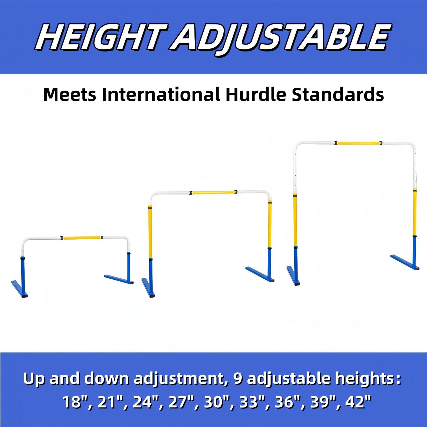 Adjustable Height Hurdles Training Equipment, 2Pcs Metal Practice Hurdles Track and Field for Kids, Youth and Adults Agility Training, Jumping Speed Hurdles for Football, Soccer, Basketball, Dogs