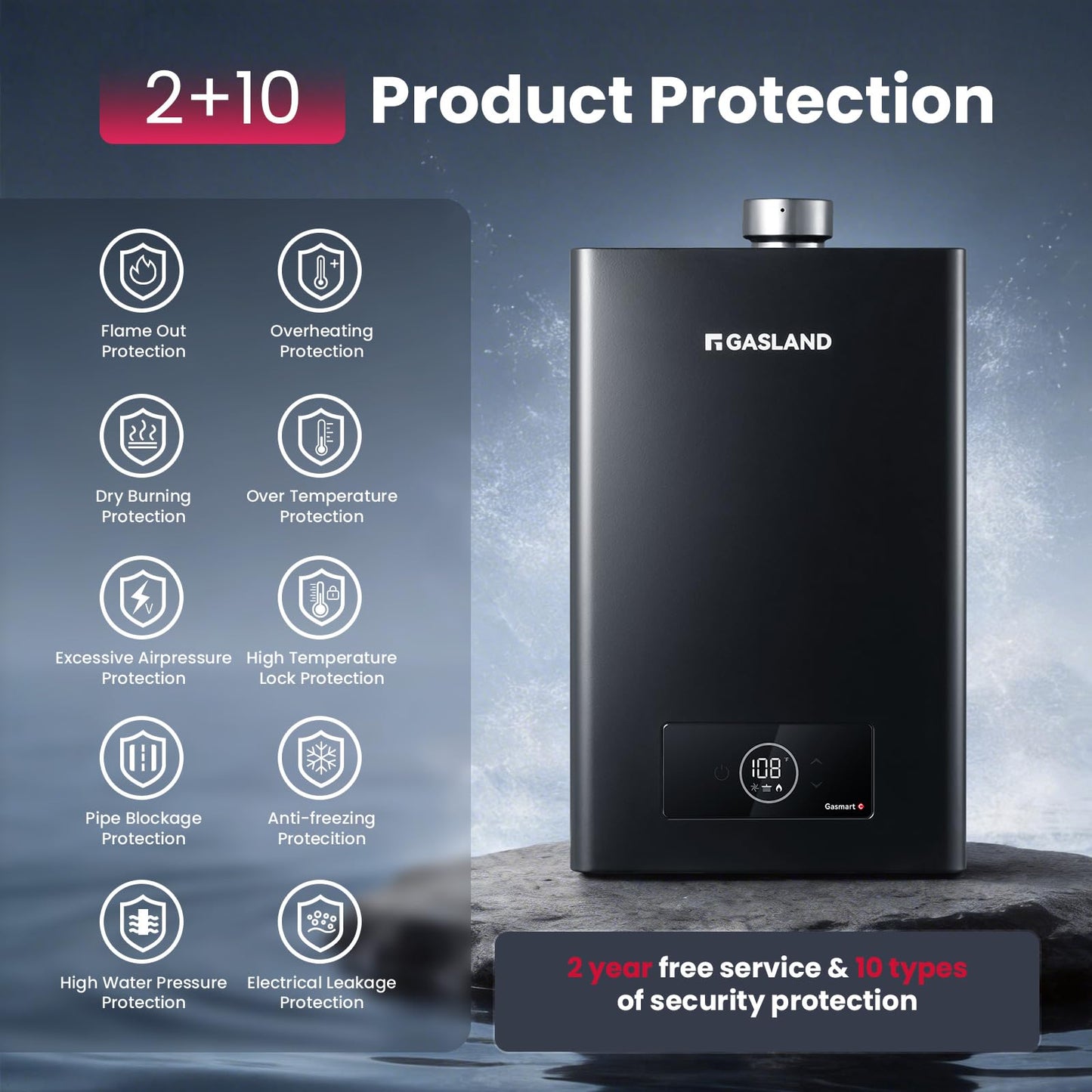 GASLAND Gasmart C Propane Gas Tankless Water Heater Indoor, Max 5 GPM 113,000 BTU,CSA Certified,On Demand Hot Water Heater with 3" Exhaust Pipe, 120 Volt, Black