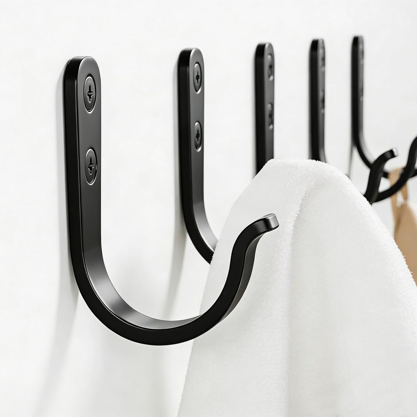 Niffgaff 10Pcs Wall Hooks - Durable Black Hooks for Hanging Towels and Coats
