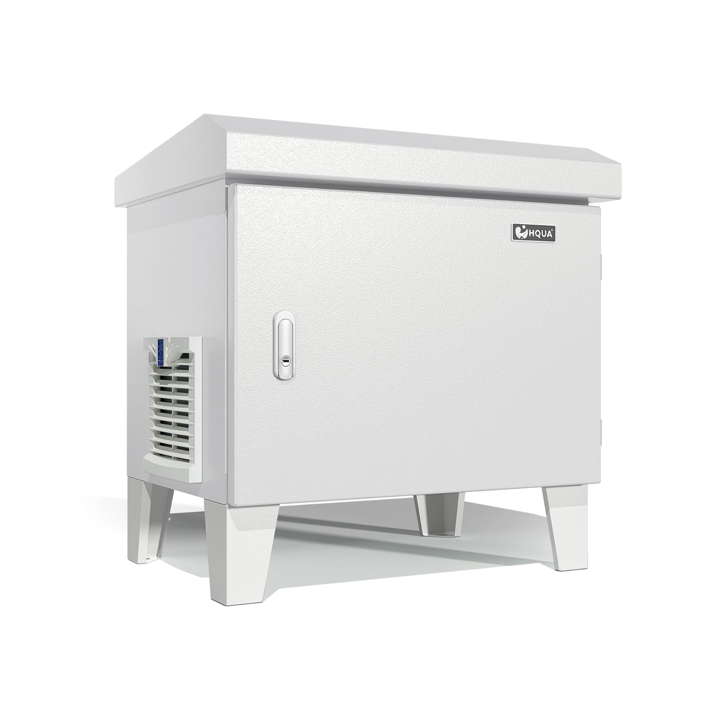 HQUA Pond Aerator Pump Cover Cabinet, Weatherproof Outdoor Protection System with Cooling Fan, Pre-Wired Outlet & 10 ft Power Cord, Galvanized Steel Enclosure 19”W × 14”D × 18.5”H