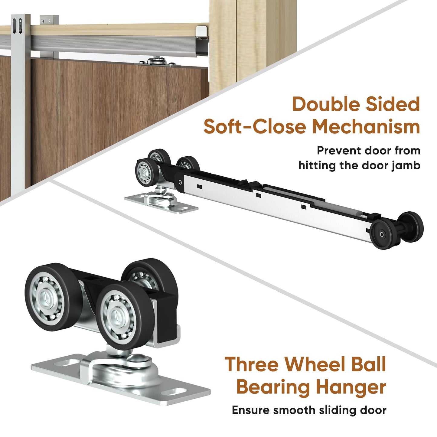 JUBEST 28"x80" Pocket Door Frame Kit with 120LBS Two-Way Soft-Close Mechanism, Easy to Install Pocket Door Kit, for 24" to 28" Wide, Durable Pocket Door Hardware