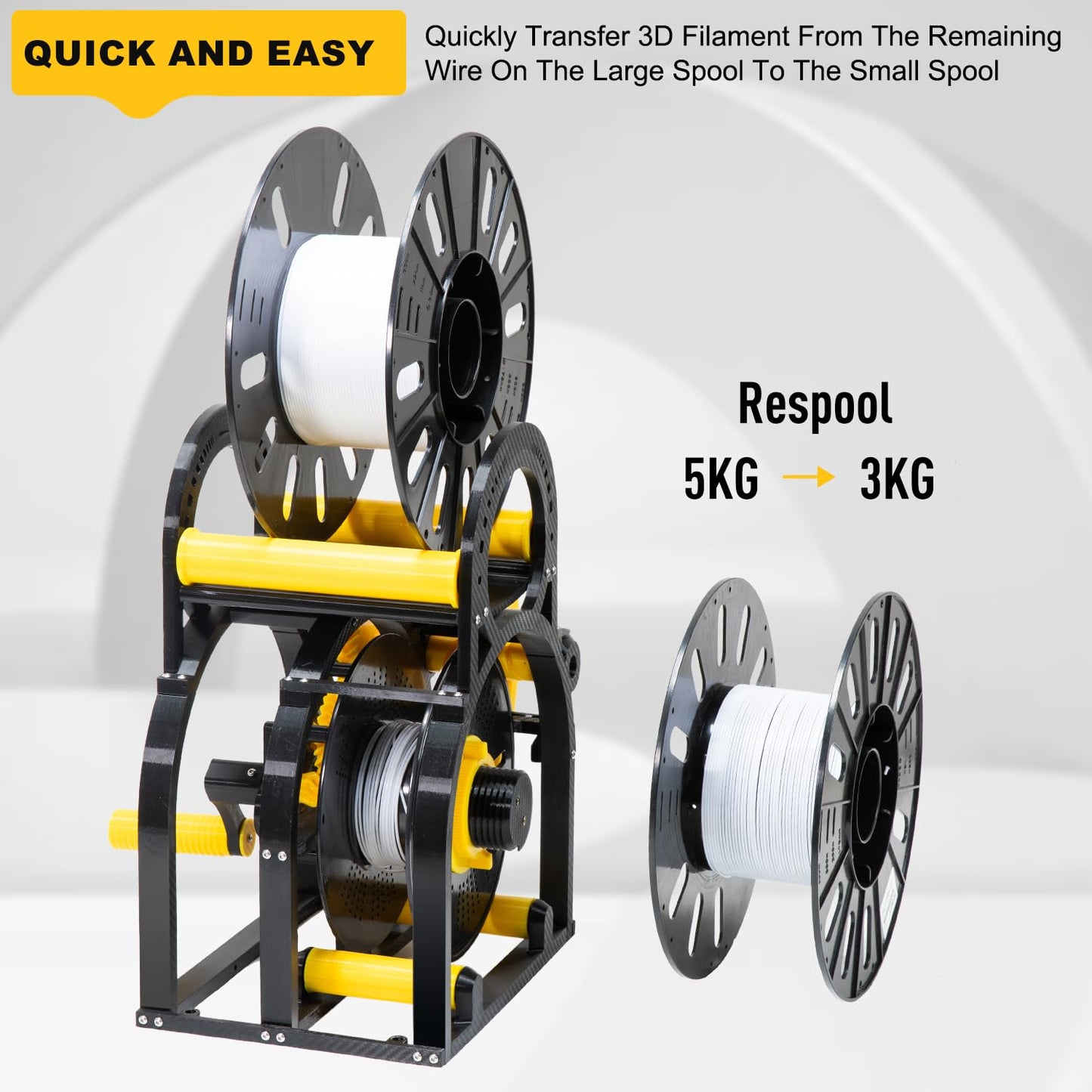 3D Industrial Filament Respooler Machine, 3D Printer Winder Machine for 20cm Spools, Wrap Neatly Without Tangling，Universal Wire/Welding Filament Spooler Winder with Smart Tension Control
