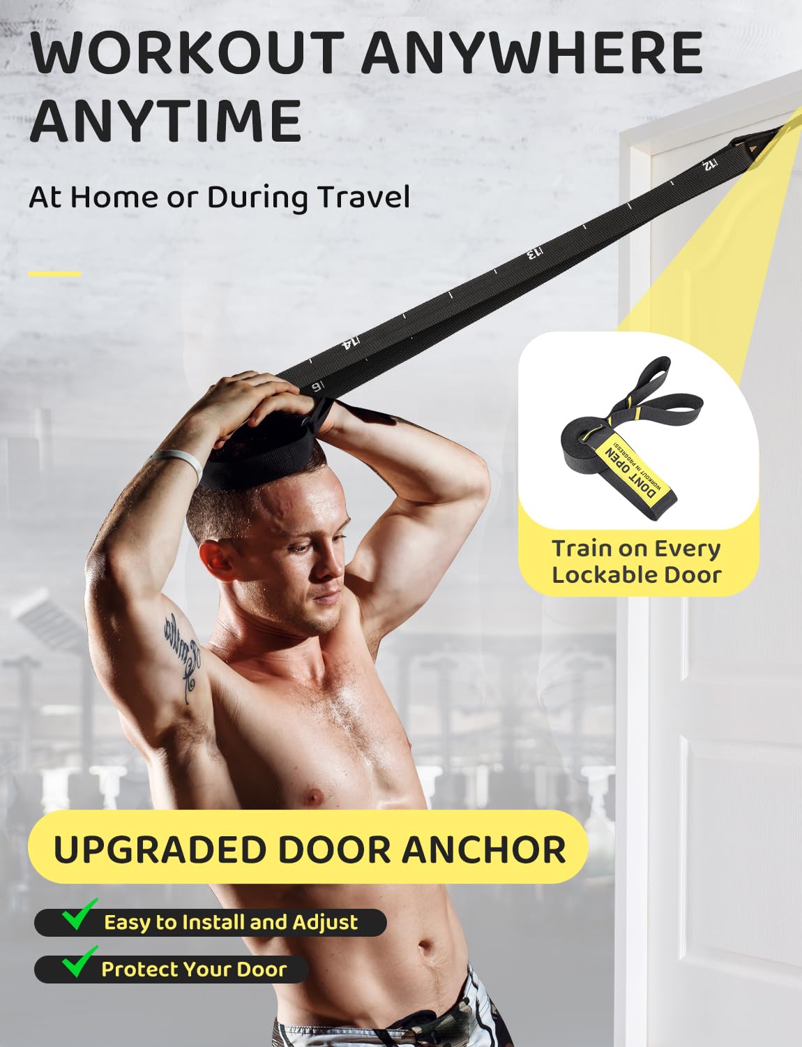 GHB Gymnastic Rings Gym Rings 1.1" Olympic Rings Adjustable Straps Pull Up Rings Sets for Workout Bodyweight Fitness Training
