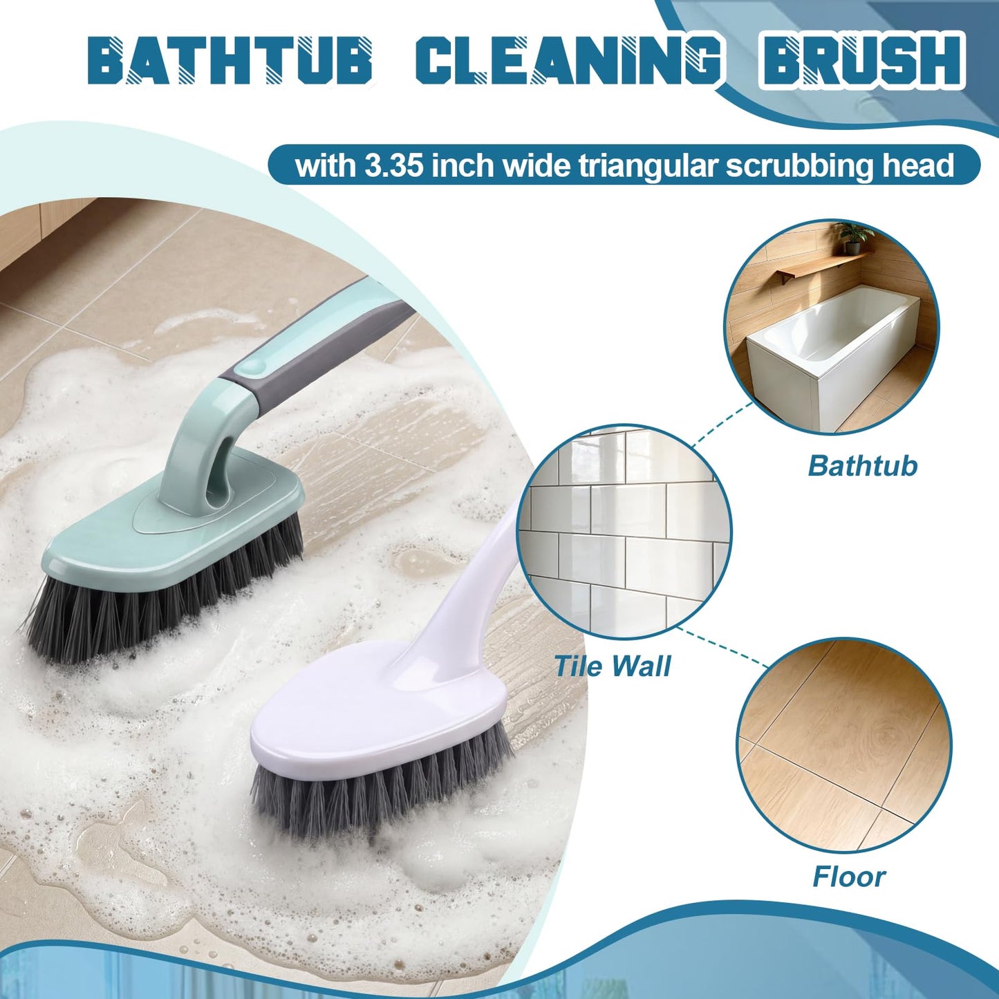 Yiyiring 11 Pcs Cleaning Brush Set with Squeegee Crevice Gap Brushes Handheld Scrub Brush and Hard Bristle Detail Brushes Multi-Purpose Household Cleaning Tools for Kitchen Bathroom Sink Grout Window