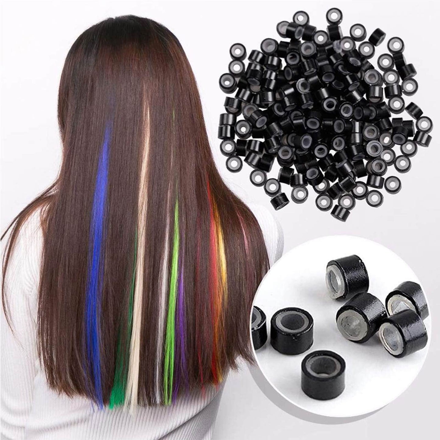 Orgrimmar Hair Extension Remove Pliers Pulling Hook 500 PCS Micro Silicone Rings Bead Device Tool Kits for Professional Hair Styling Tools Accessory (Black)